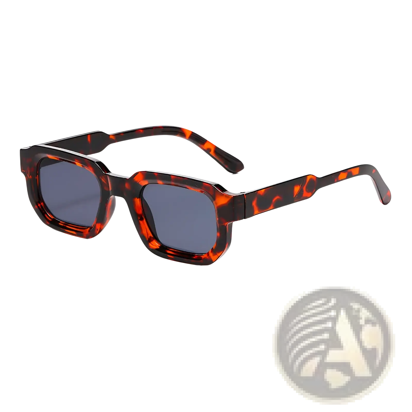 Modern square frame retro tinted sunglasses with tortoiseshell pattern and dark gray lenses for stylish sun protection