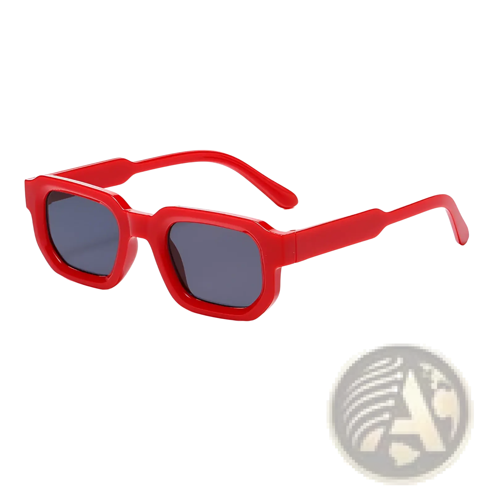 Modern square frame retro tinted sunglasses with red rectangular frames and dark gray lenses for stylish sun protection