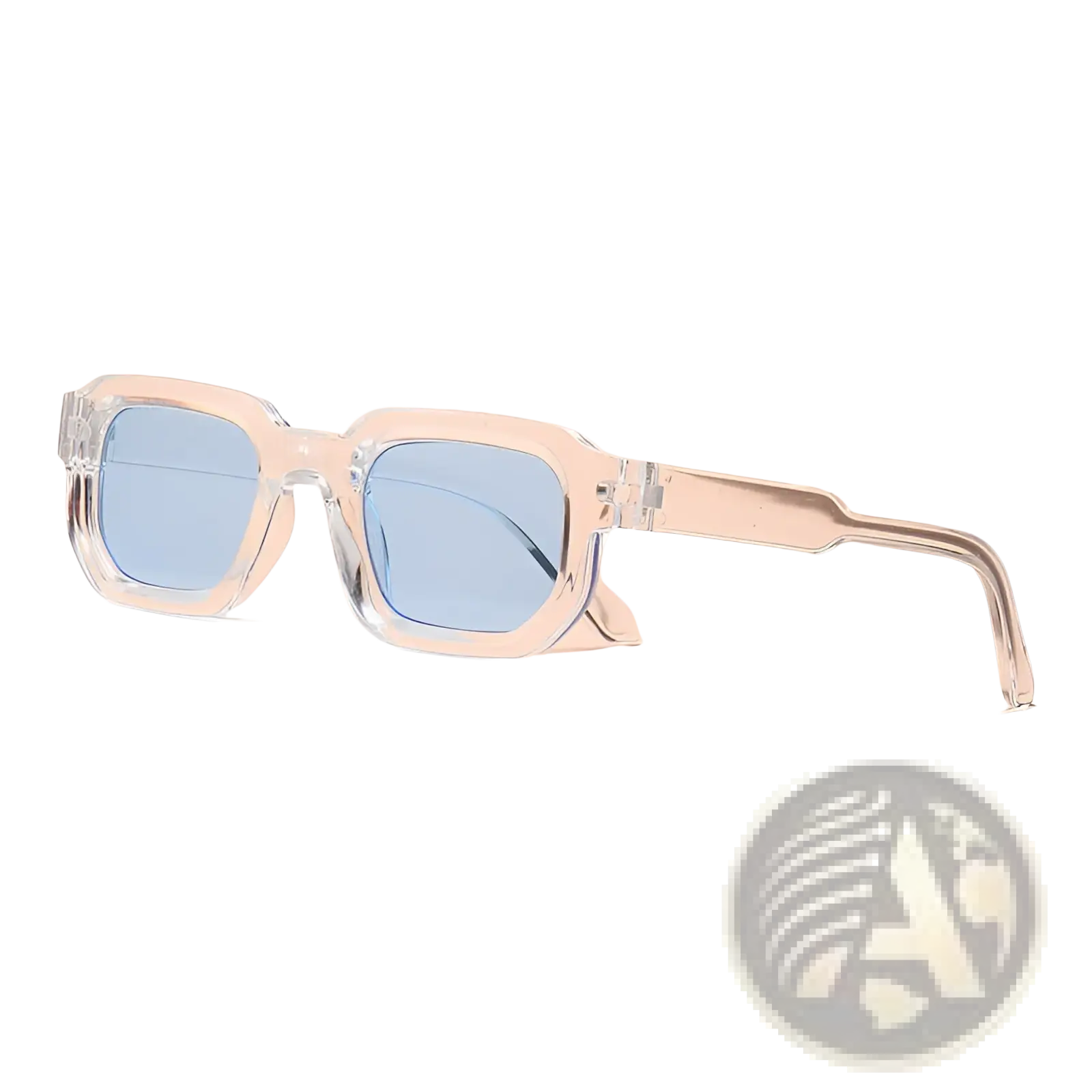 Modern square frame retro tinted sunglasses with clear rectangular frames and light blue lenses for stylish protection