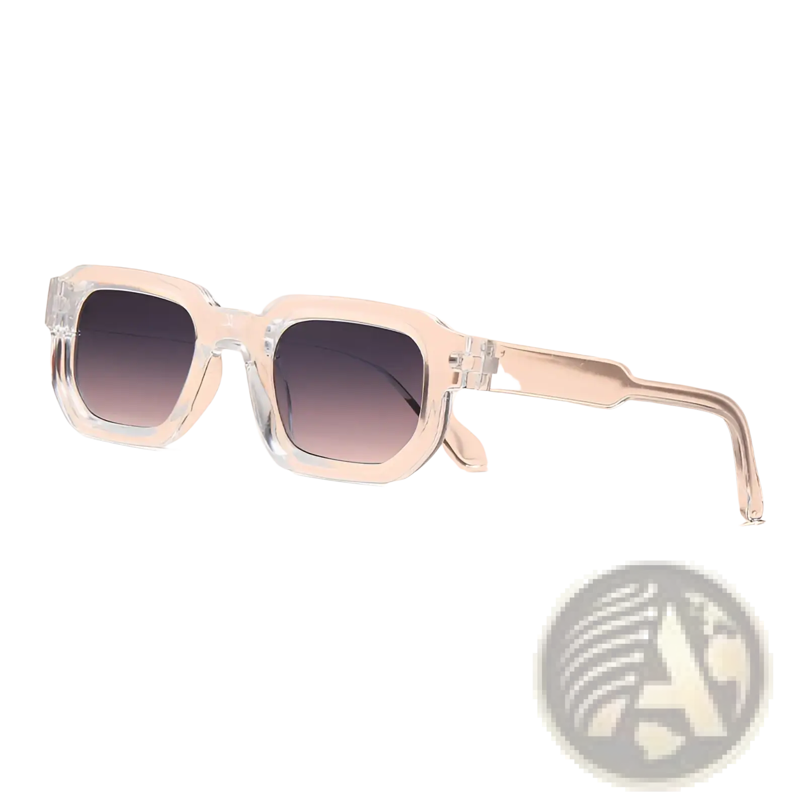 Modern square frame retro tinted sunglasses with clear rectangular frames and gradient gray lenses for stylish wear