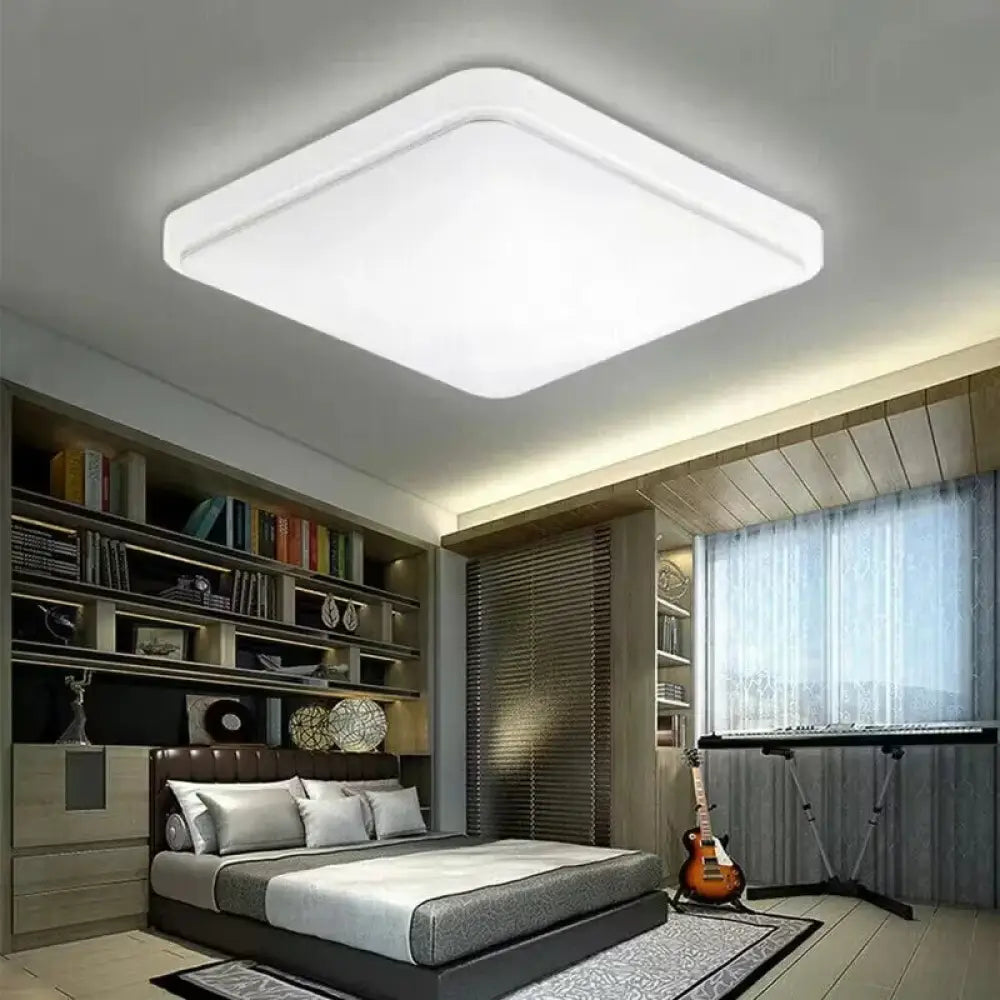 Modern 24w square led ceiling light in white with a sleek minimalist frame and design for contemporary interiors