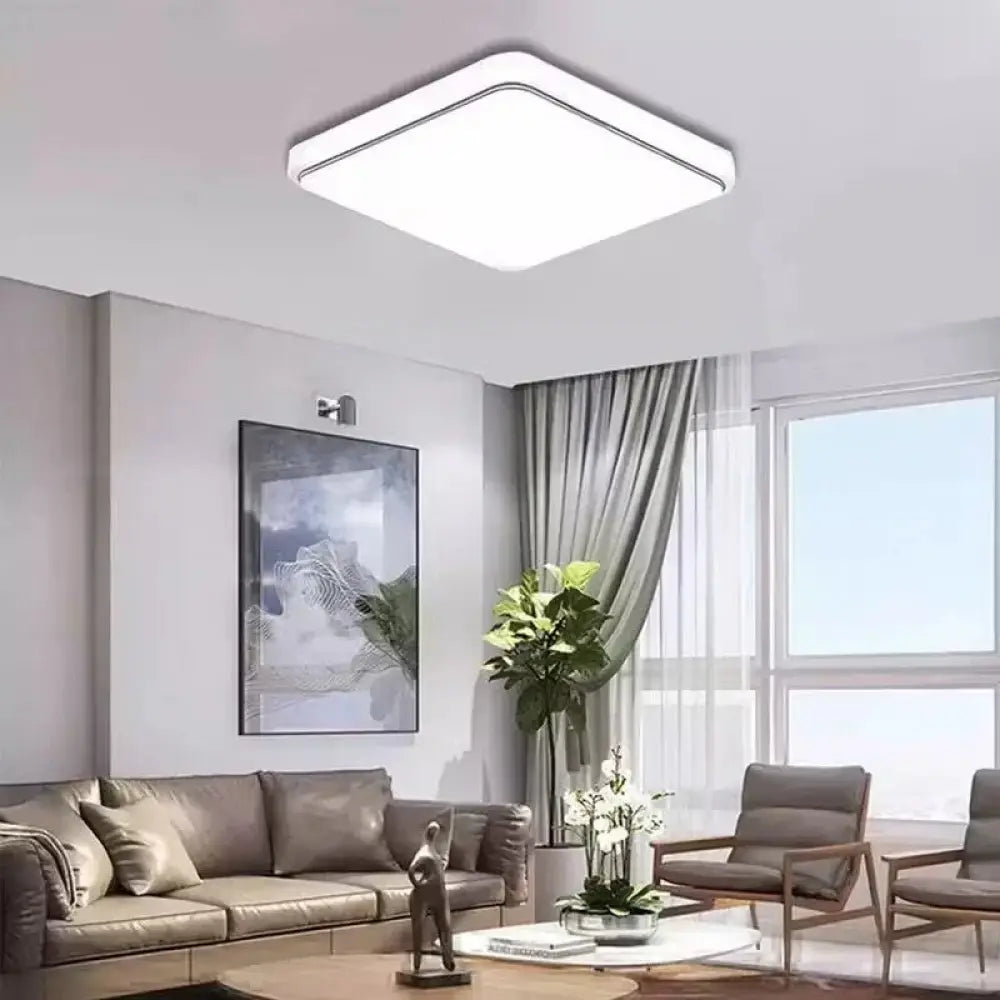 Modern 24w square led ceiling light with a sleek white diffuser and thin metallic minimalist frame