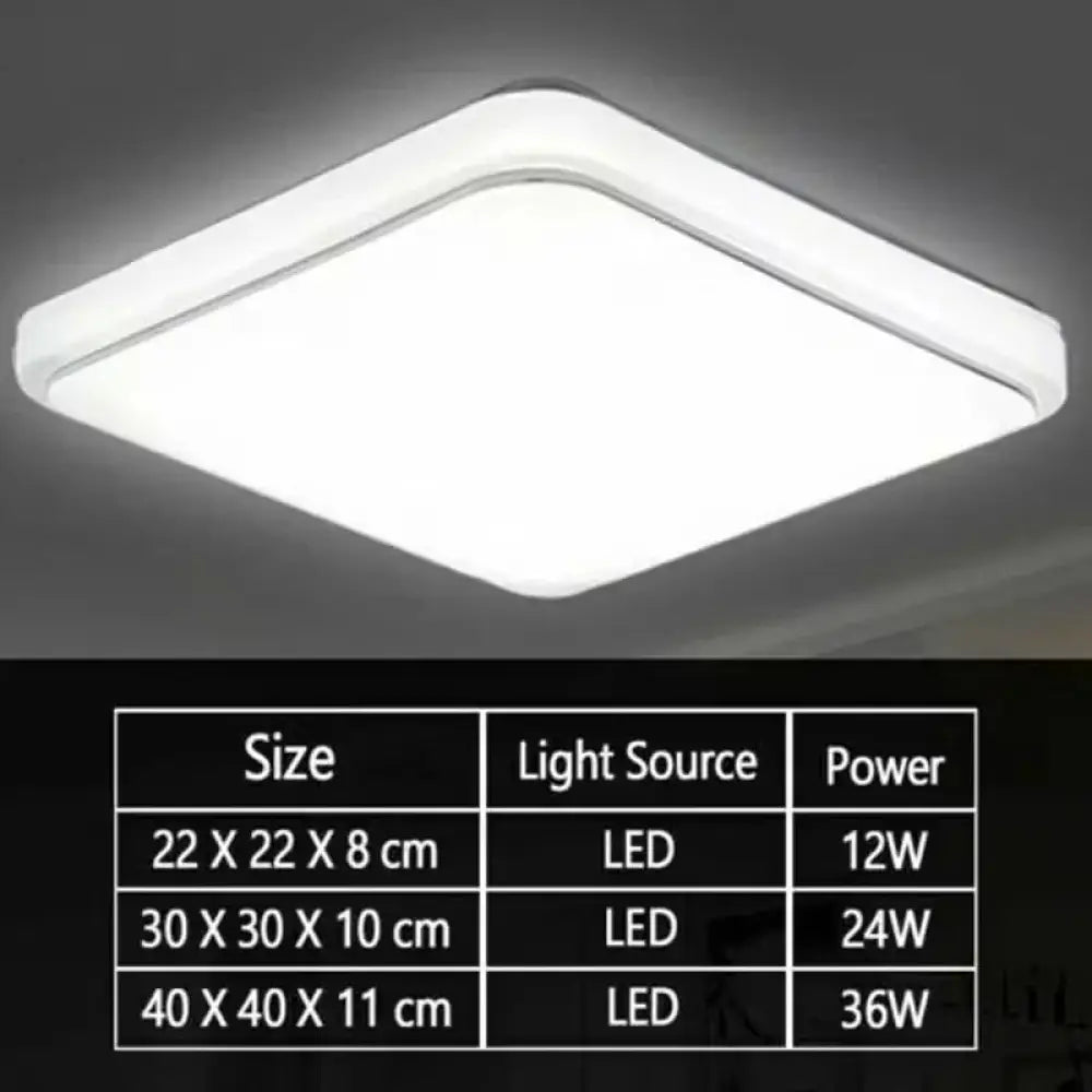 Modern 24w square led ceiling light with white rectangular frame and sleek rounded edges for minimalist interiors