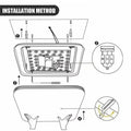 Back side of modern 24w square led ceiling light with white housing and labeled wiring terminals for n and l connections