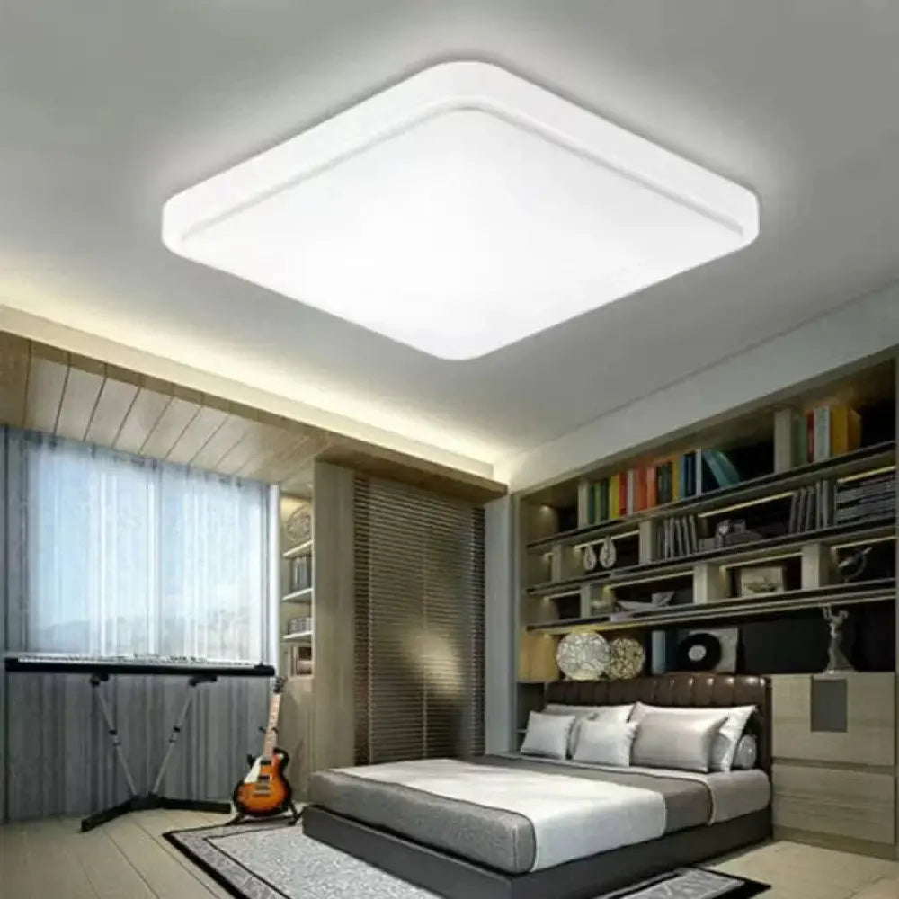 Modern 24w square led ceiling light with a white rectangular minimalist frame and sleek design for indoor use
