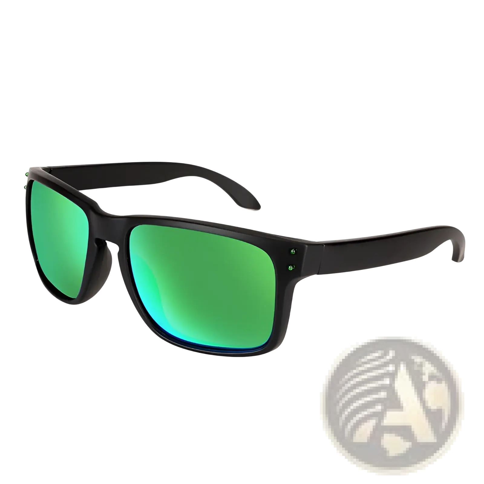 Black-framed modern uv400 polarized sport sunglasses with vibrant green mirrored lenses for outdoor use