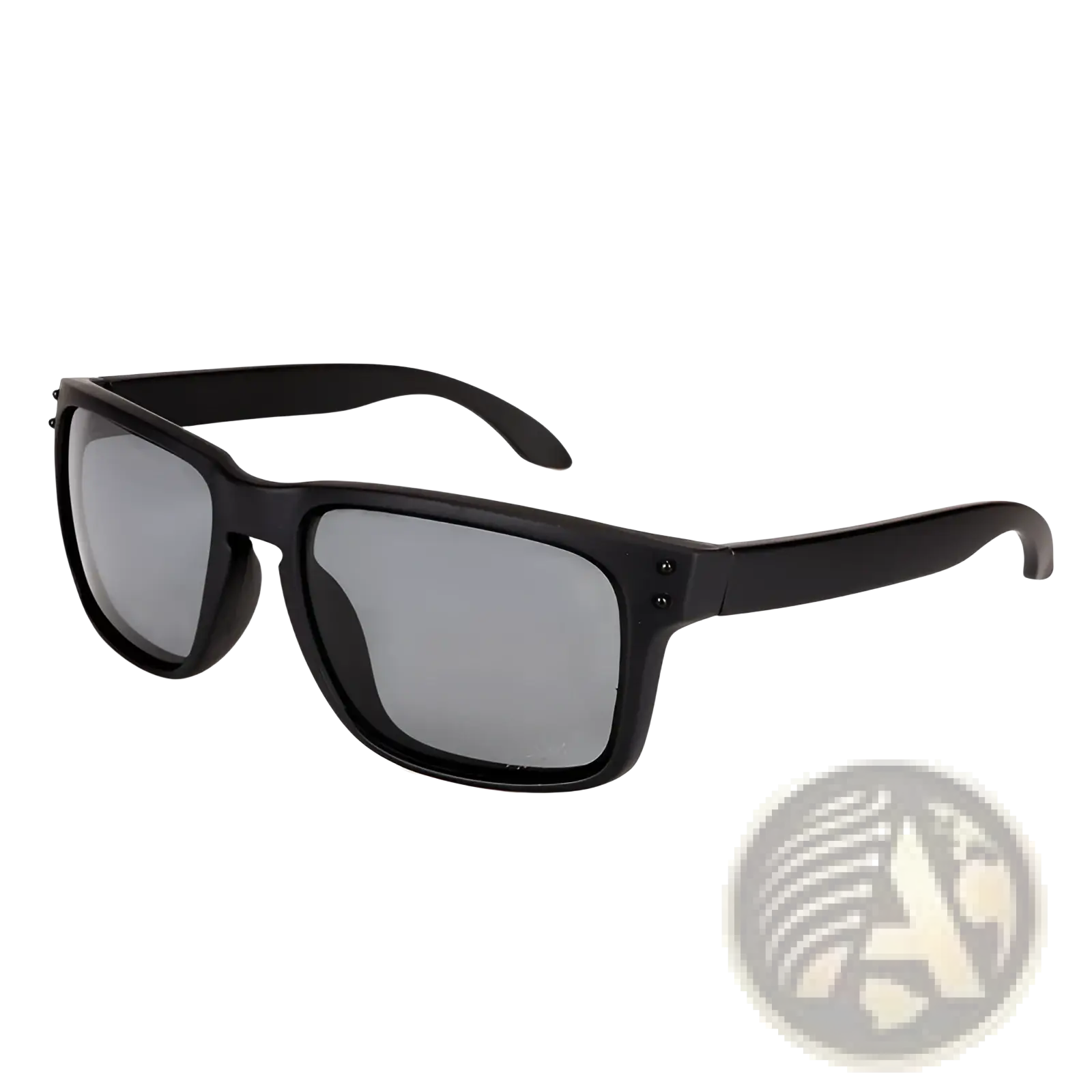 Black rectangular modern uv400 polarized sport sunglasses with gray mirrored lenses and sleek design