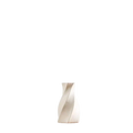 Modern white ceramic vase with a sleek twisted design and smooth surface for floral decor