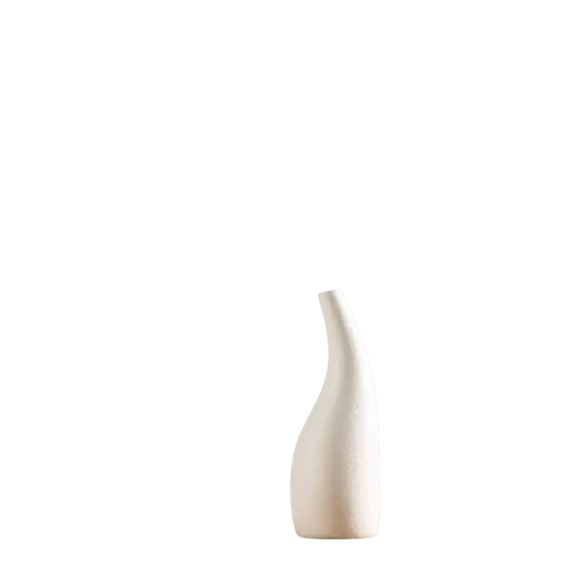 Modern white ceramic vase with a sleek minimalist design and smooth curved body for floral decor