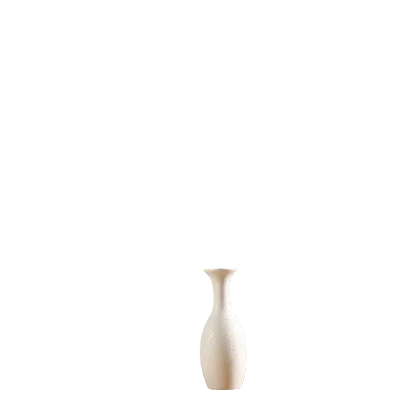 Modern white ceramic vase with slender curved silhouette and subtle textured surface for floral decor