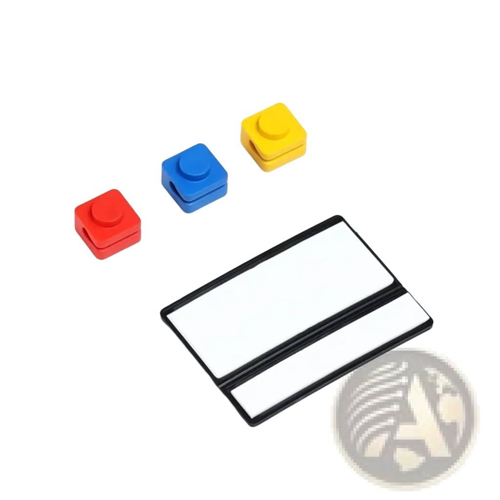 Set of three colorful square adhesive stickers in red blue and yellow for modular brick cable organizer 2 sets