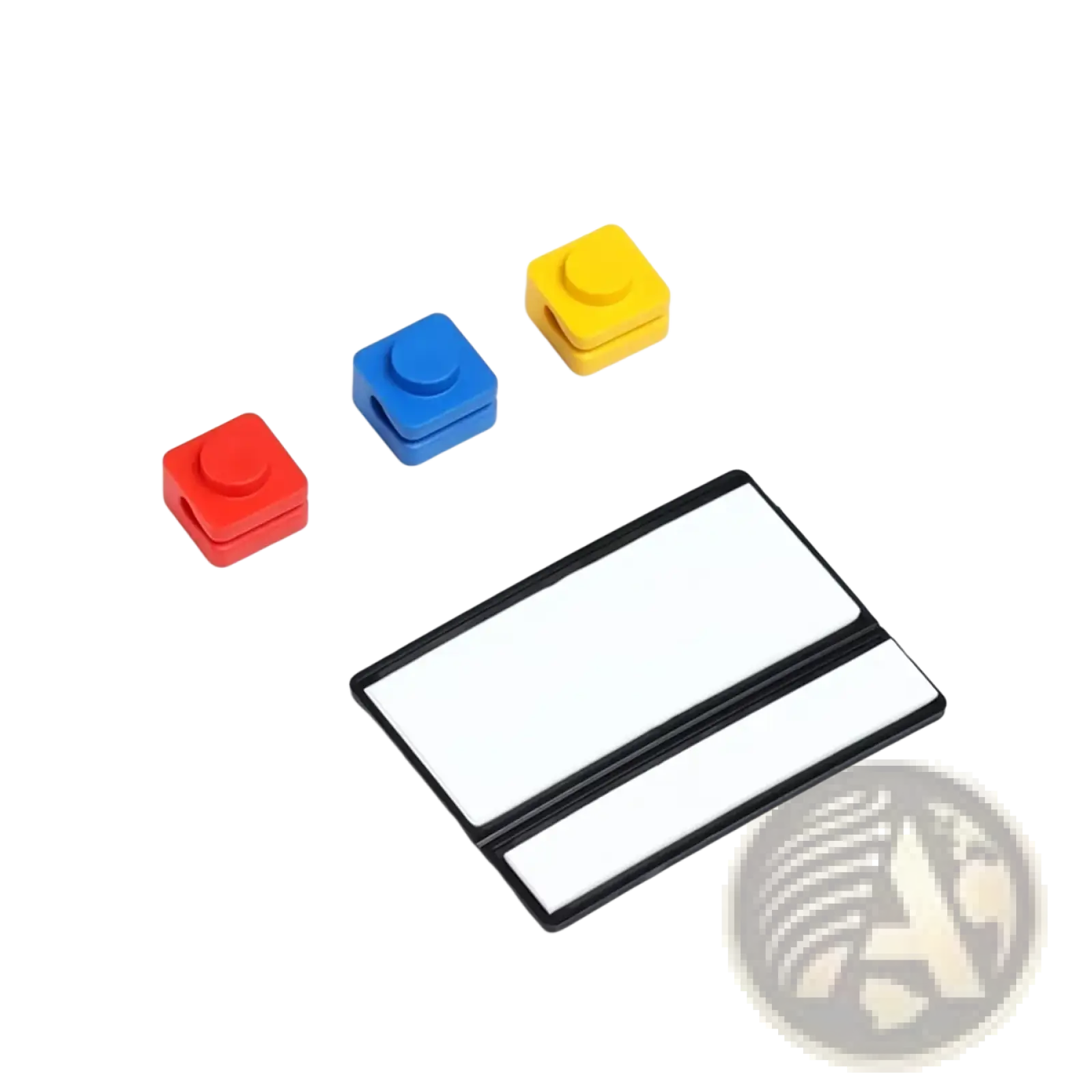 Set of three colorful square adhesive stickers in red blue and yellow for modular brick cable organizer 2 sets