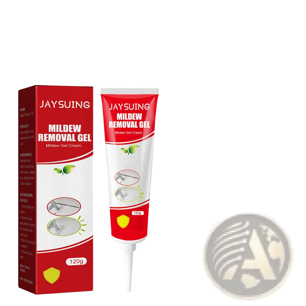Red and white tube of jaysuing mold removal gel 120g for bathroom tile and wall cleaning