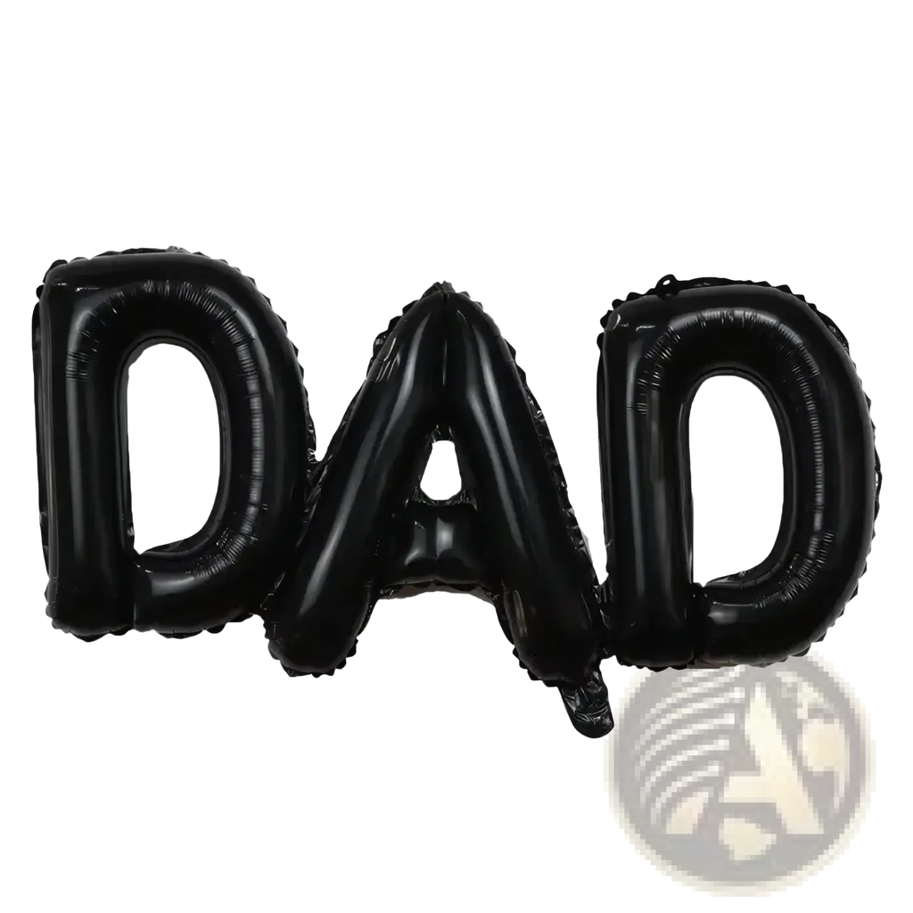 Black inflatable foil balloon shaped like the word dad for mom dad crown balloon tower decoration