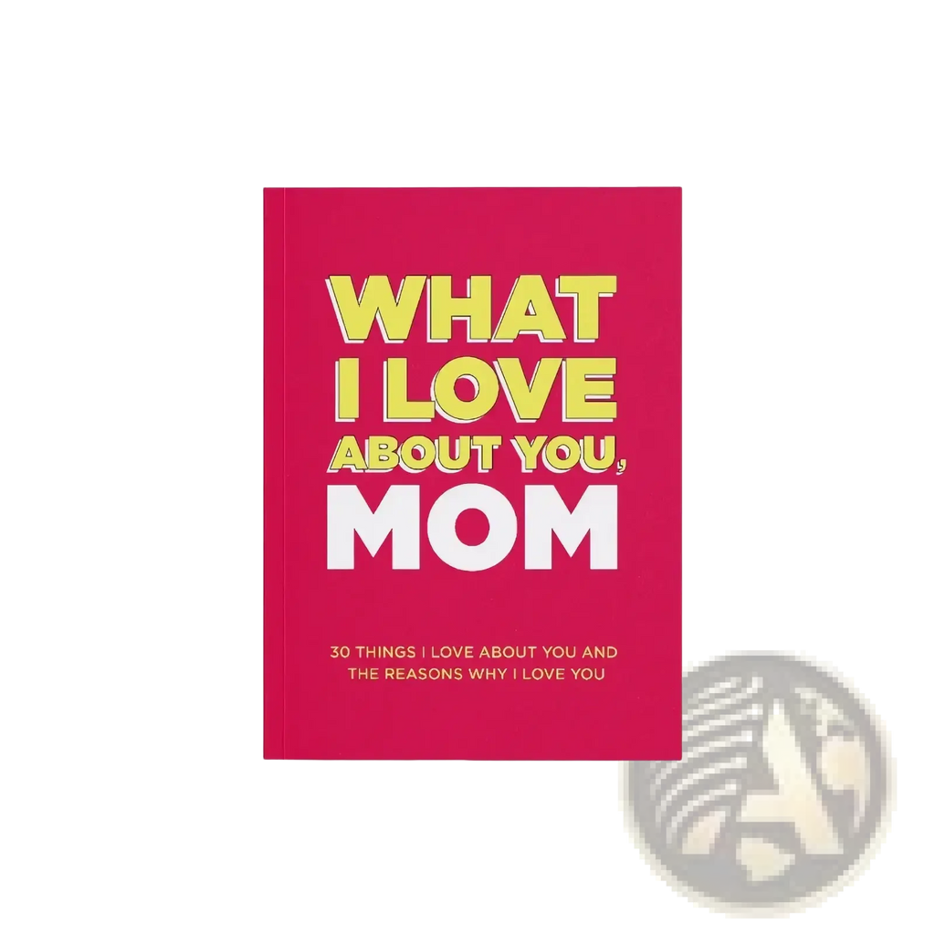 A vibrant pink hardcover mom dad fill in love book with bold yellow and white text on the cover