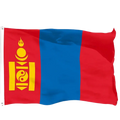 Mongolia flag polyester banner 3x5 ft in red and blue with golden emblem and traditional symbols on the left side