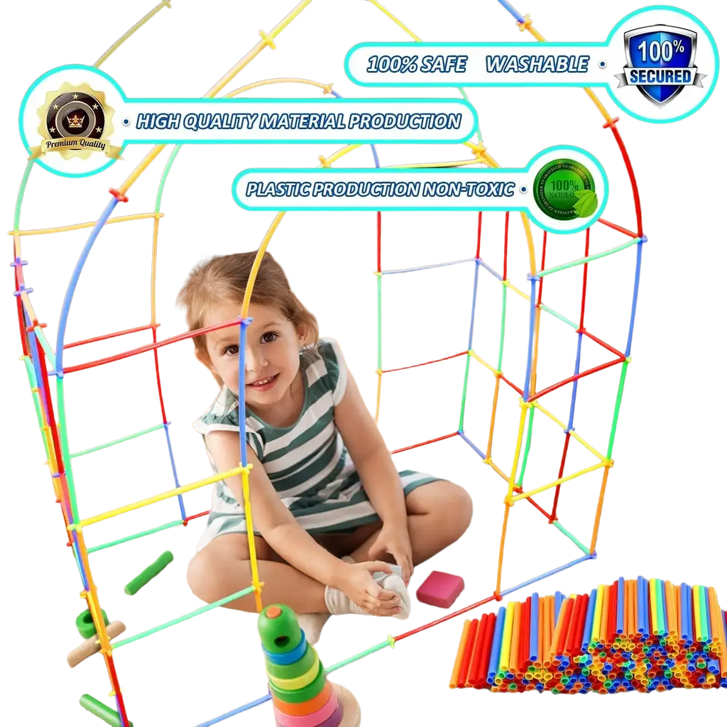 Montessori color building blocks set with colorful plastic interlocking rods in red yellow blue and green for diy montessori color play