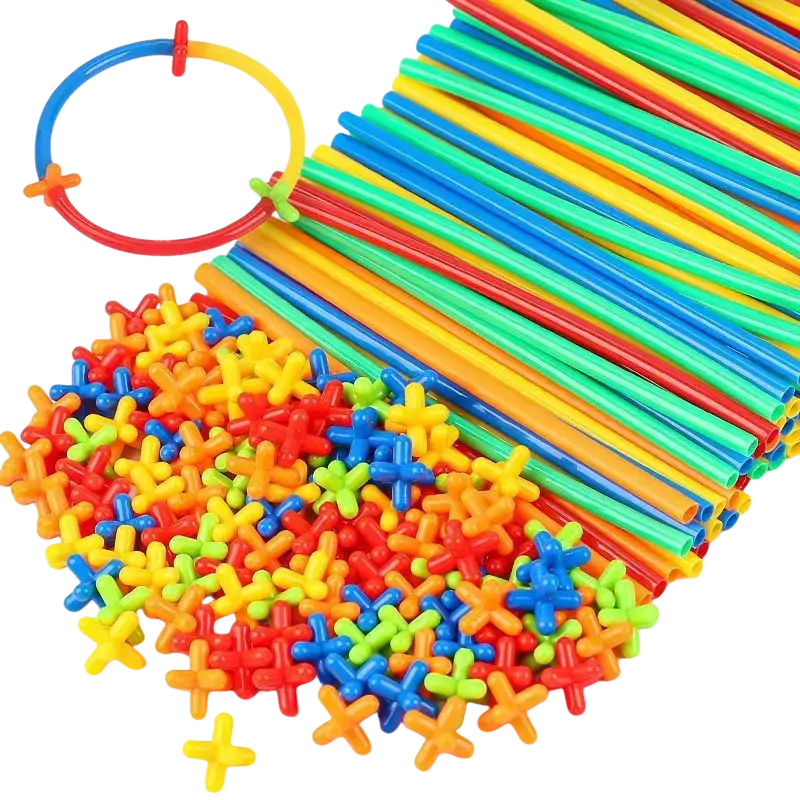 A vibrant montessori color building blocks set with colorful plastic sticks and cross connectors for diy montessori color projects