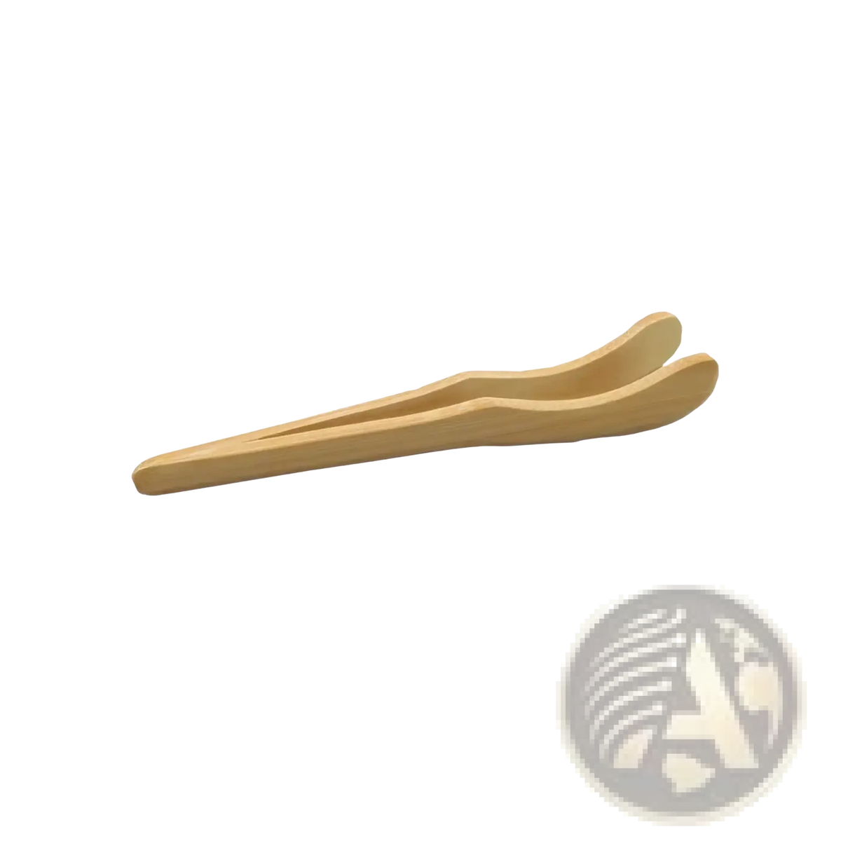 Light-colored wooden tongs with smooth rounded ends in a minimalist design from the Montessori kitchen tool set for kids