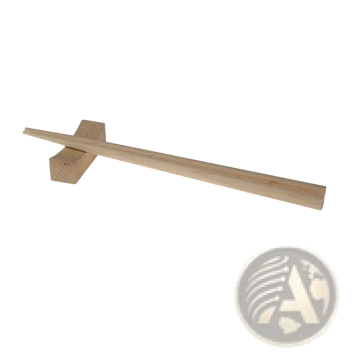 Light-colored wooden chopstick rest with minimalist design from Montessori kitchen tool set for kids