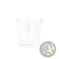 Clear glass tumbler with faceted textured base and smooth rim from montessori kitchen tool set for kids
