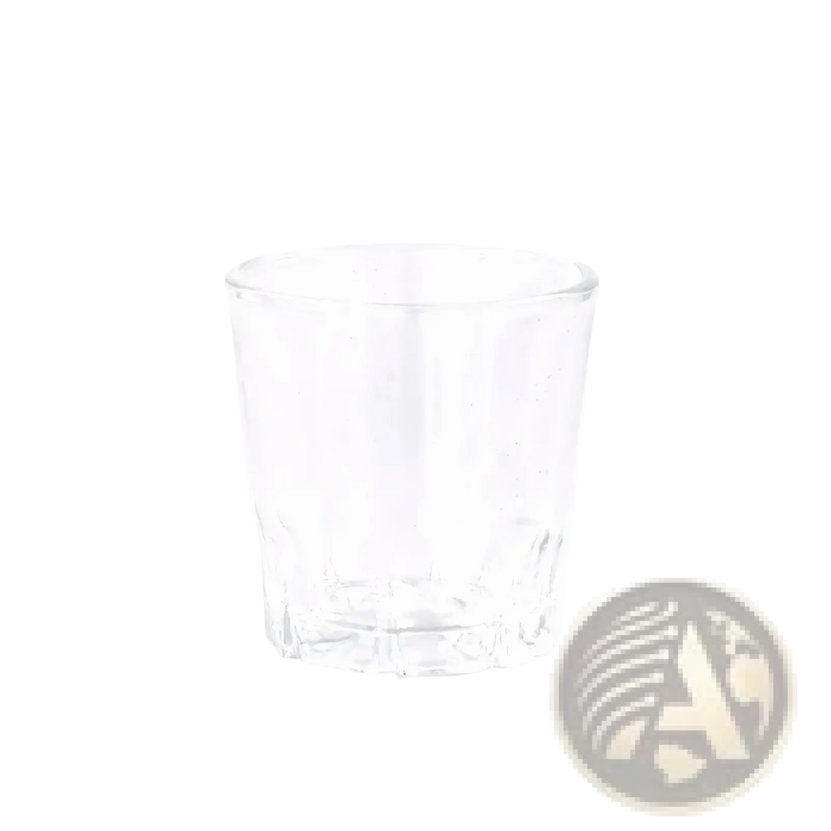 Clear glass tumbler with faceted textured base and smooth rim from montessori kitchen tool set for kids