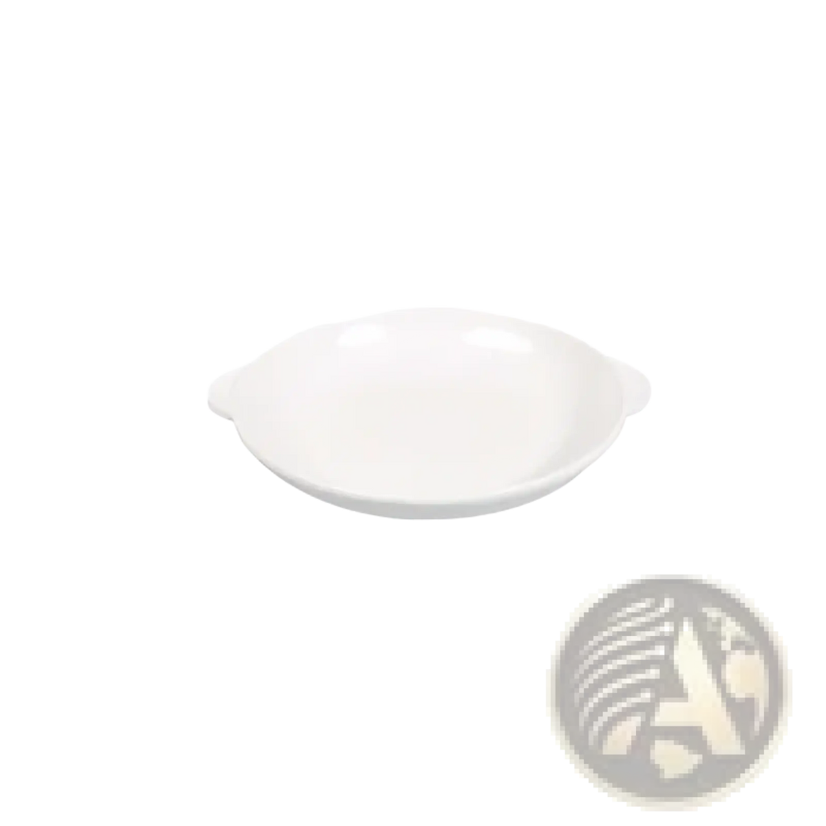 White ceramic pie dish with two small rounded handles in Montessori kitchen tool set for kids