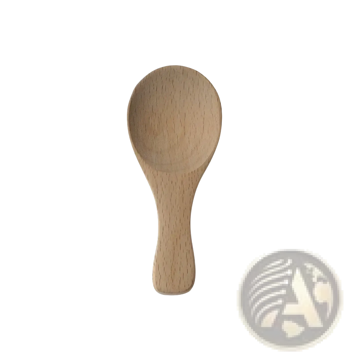 A minimalist wooden rice scoop with a smooth light natural finish in a Montessori kitchen tool set for kids