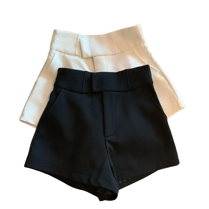 Mooyufon high waisted black tailored shorts for women with sleek fabric and structured waistbands