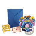 Mother’s day 3d pop up flower bouquet greeting card with vibrant colorful paper blossoms and butterflies in purple box