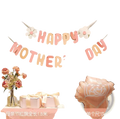 Mothers day daisy paper banner wall decor with pastel pink and white floral cutout spelling happy mothers day