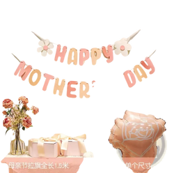 Mothers day daisy paper banner wall decor with pastel pink and white floral cutout spelling happy mothers day