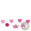 Mothers day pink glitter paper banner with floral-themed hanging decorations featuring hearts crown and painted details