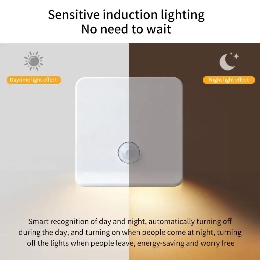 White rectangular rechargeable led night light with motion sensor and smooth plastic finish for cabinet use