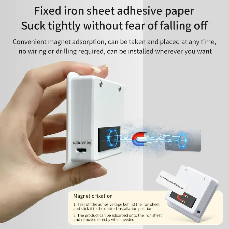 White rectangular magnetic wall mount with auto off on switch for motion sensor night light rechargeable led cabinet lamp