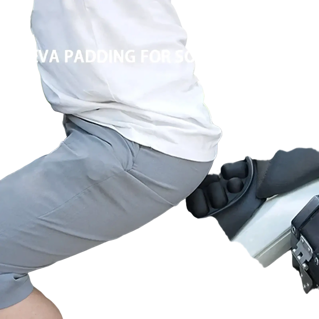 Black eva padding motorcycle seat cushion with segmented air filled chambers for soft breathable support