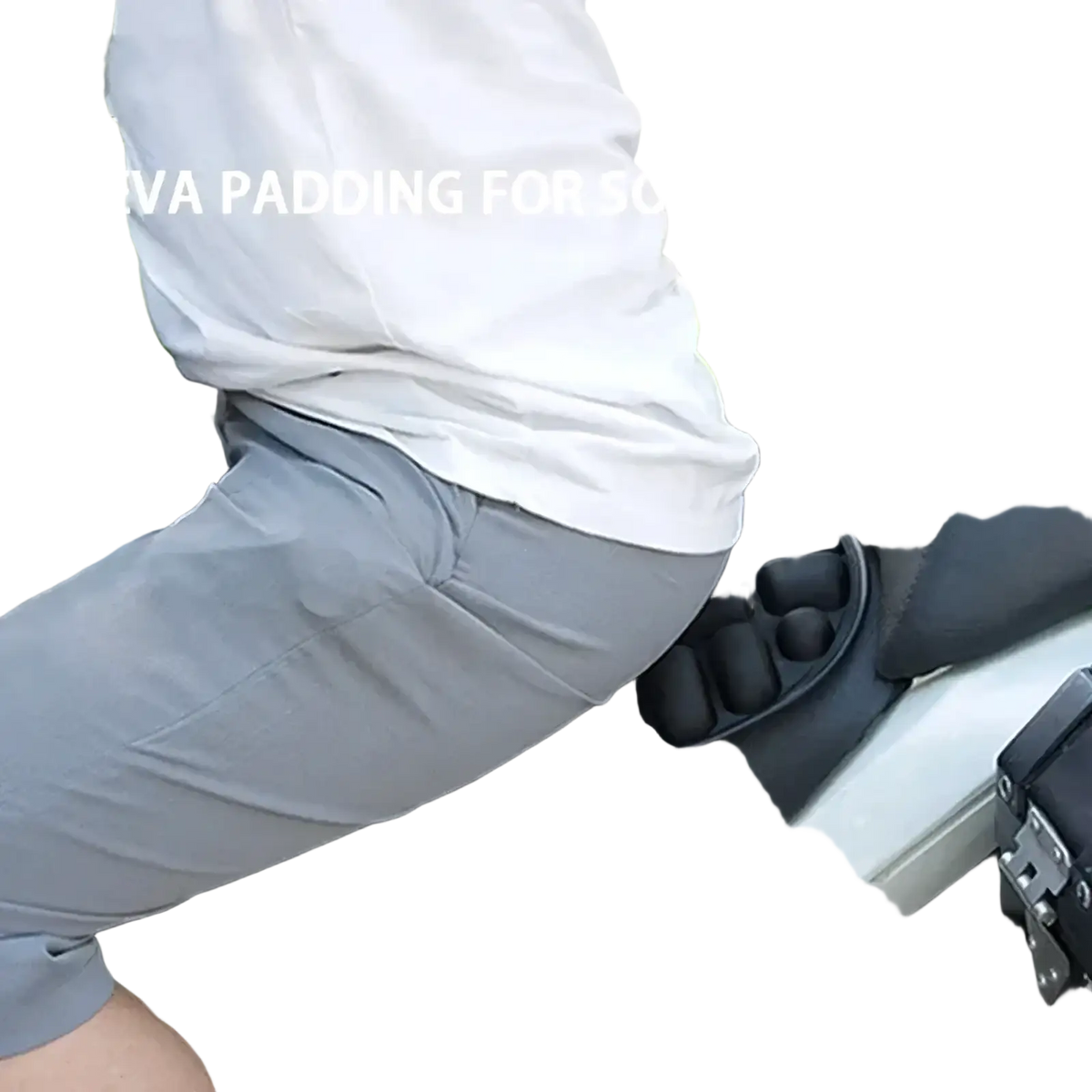 Black eva padding motorcycle seat cushion with segmented air filled chambers for soft breathable support