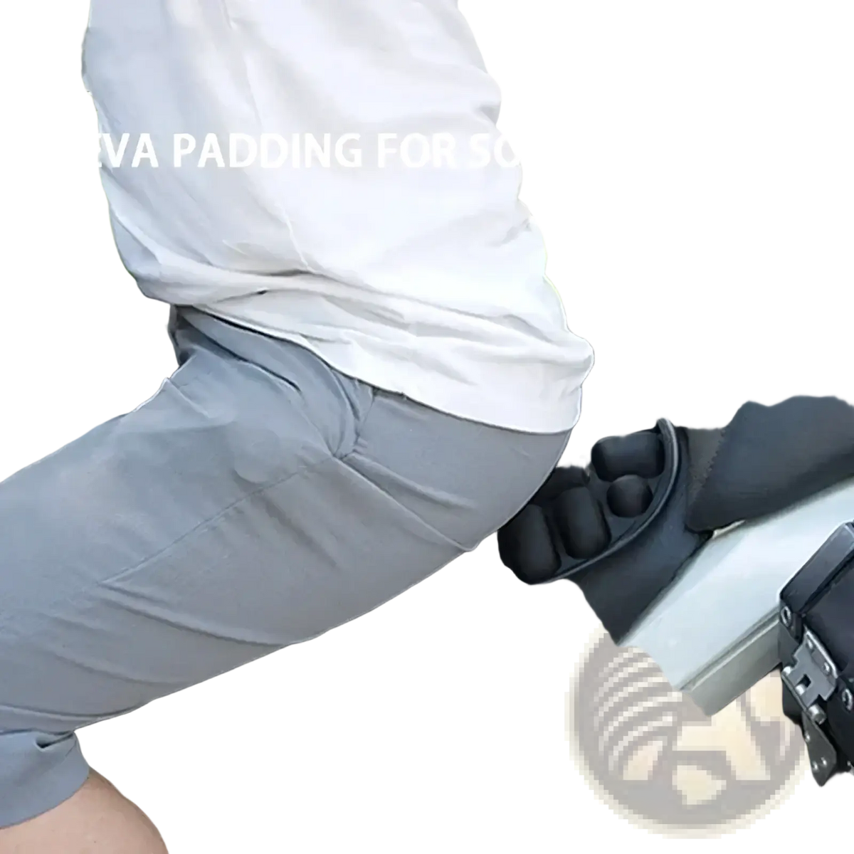 Black eva padding motorcycle seat cushion with segmented air filled chambers for soft breathable support