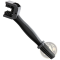 Black plastic motorcycle chain brush cleaner tool with dual-sided bristle heads for thorough chain maintenance