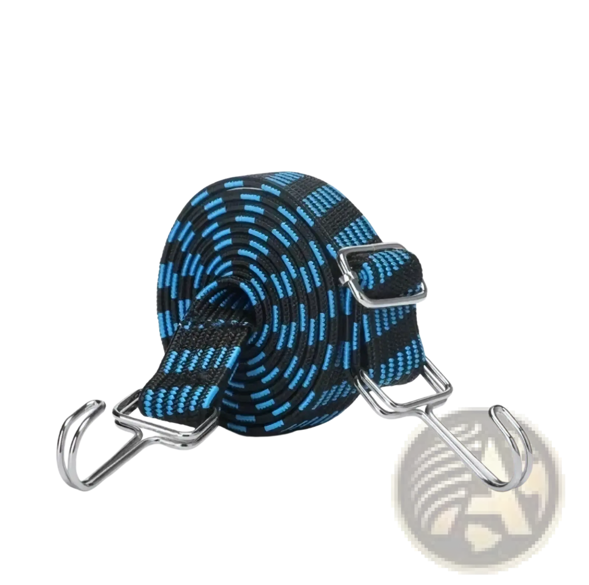 Blue and black adjustable high-elastic motorcycle luggage strap with metal adhesive hooks for roof rack use
