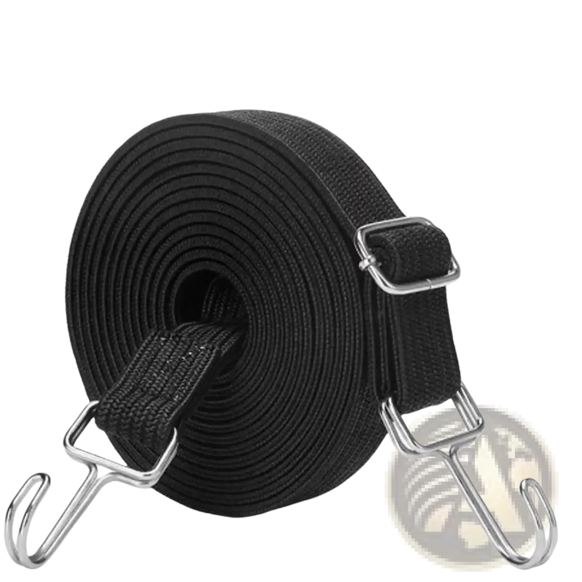 Black adjustable high elastic motorcycle luggage strap with metal hooks and buckle for secure bike and car use