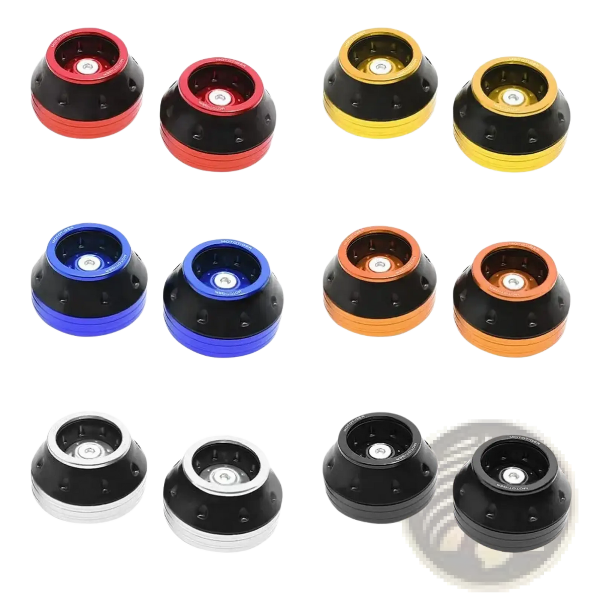 Motorcycle fork sliders anti crash protectors in red gold blue orange silver and black for front fork guards