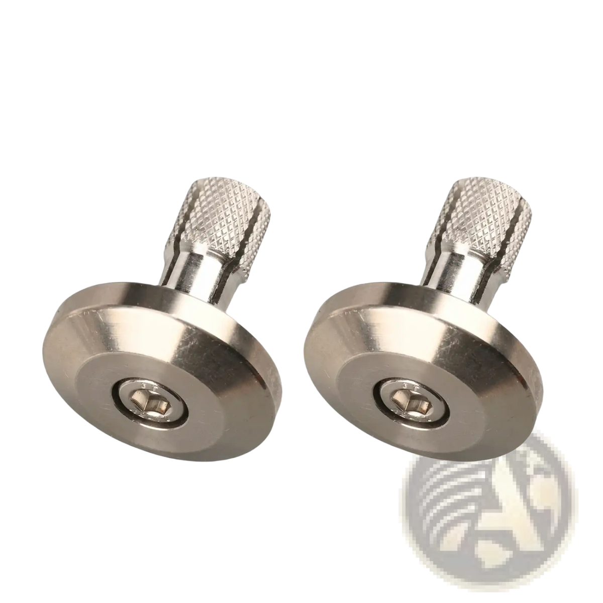 Motorcycle handle end caps universal expansion plugs are silver-toned adjustable metallic knobs with diamond-patterned tops