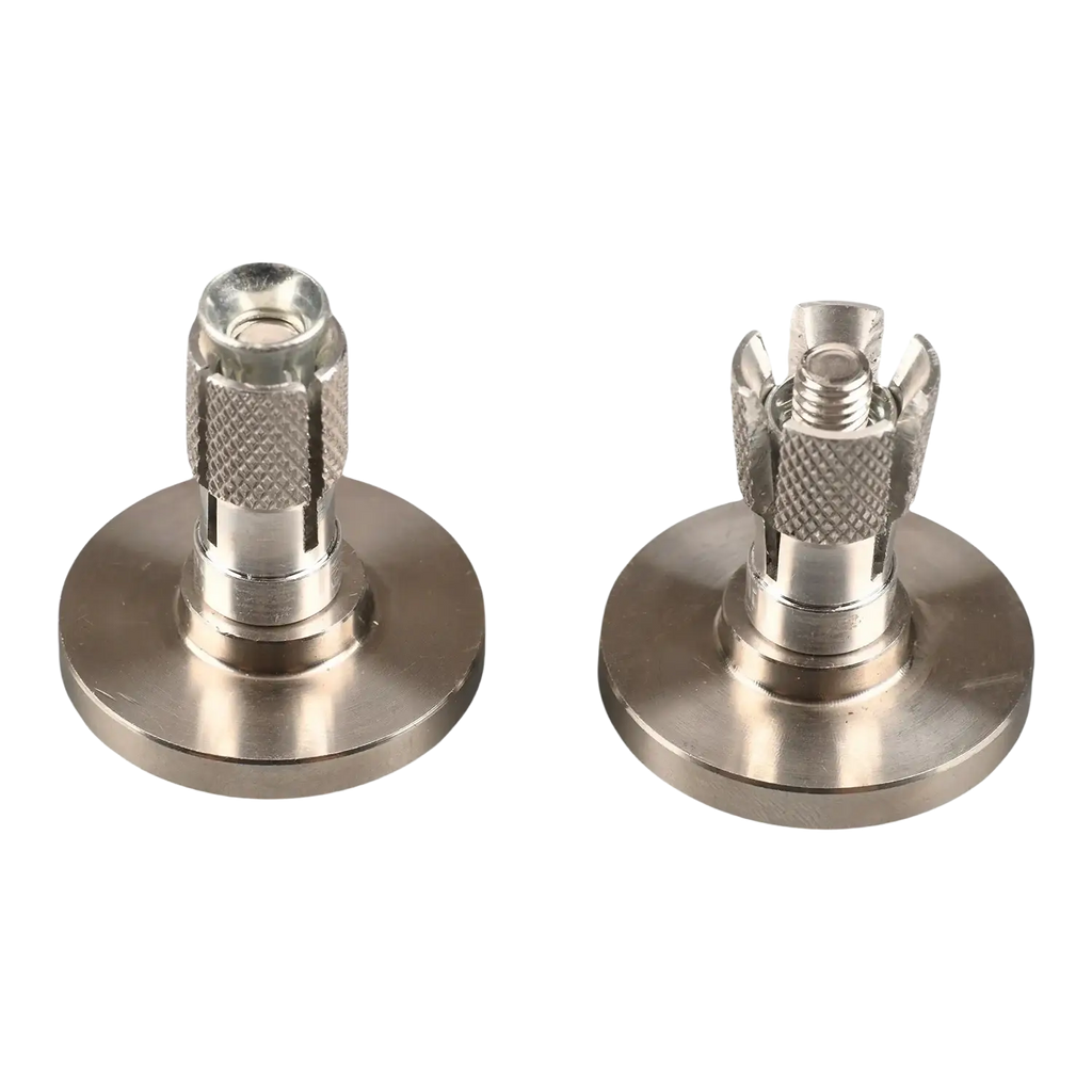 Silver metallic motorcycle handle end cap with textured knurled grip and circular wall-mounted bracket base