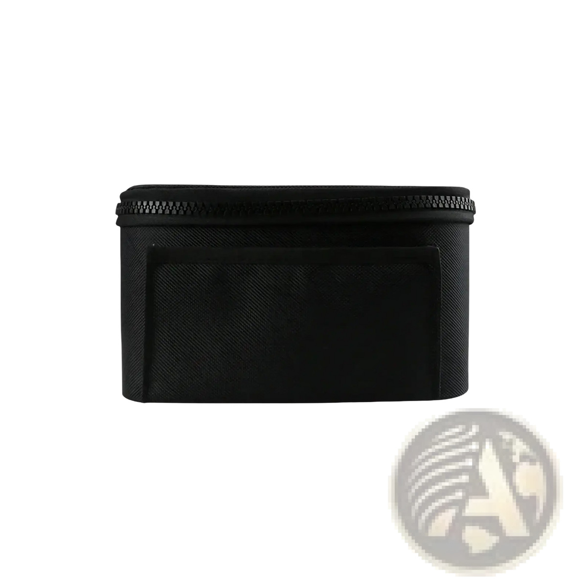 Black textured fabric zippered pouch with subtle woven pattern for motorcycle handlebar balance bar phone mount set