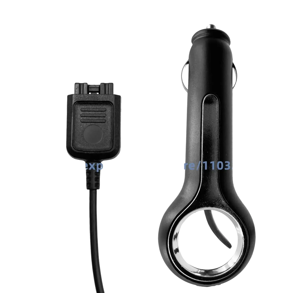 Black motorola mtp3100 mtp3150 car charger cable with silver metallic ring for vehicle use