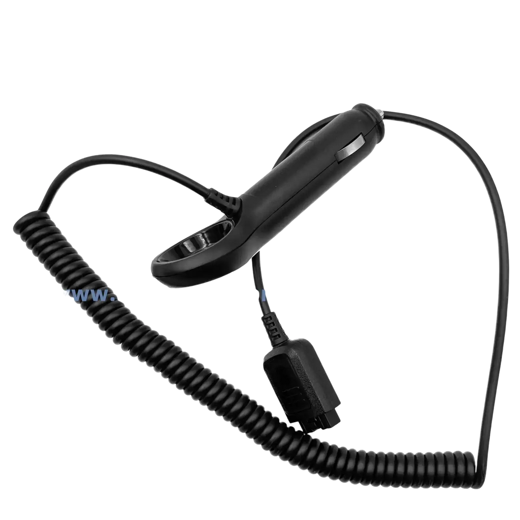 Black coiled car charger cable with ergonomic design and usb connector for motorola mtp3100 mtp3150 use