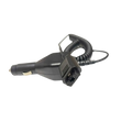 Black motorola tetra mtp3150 car charger with coiled cable and rectangular adapter head for 12v use