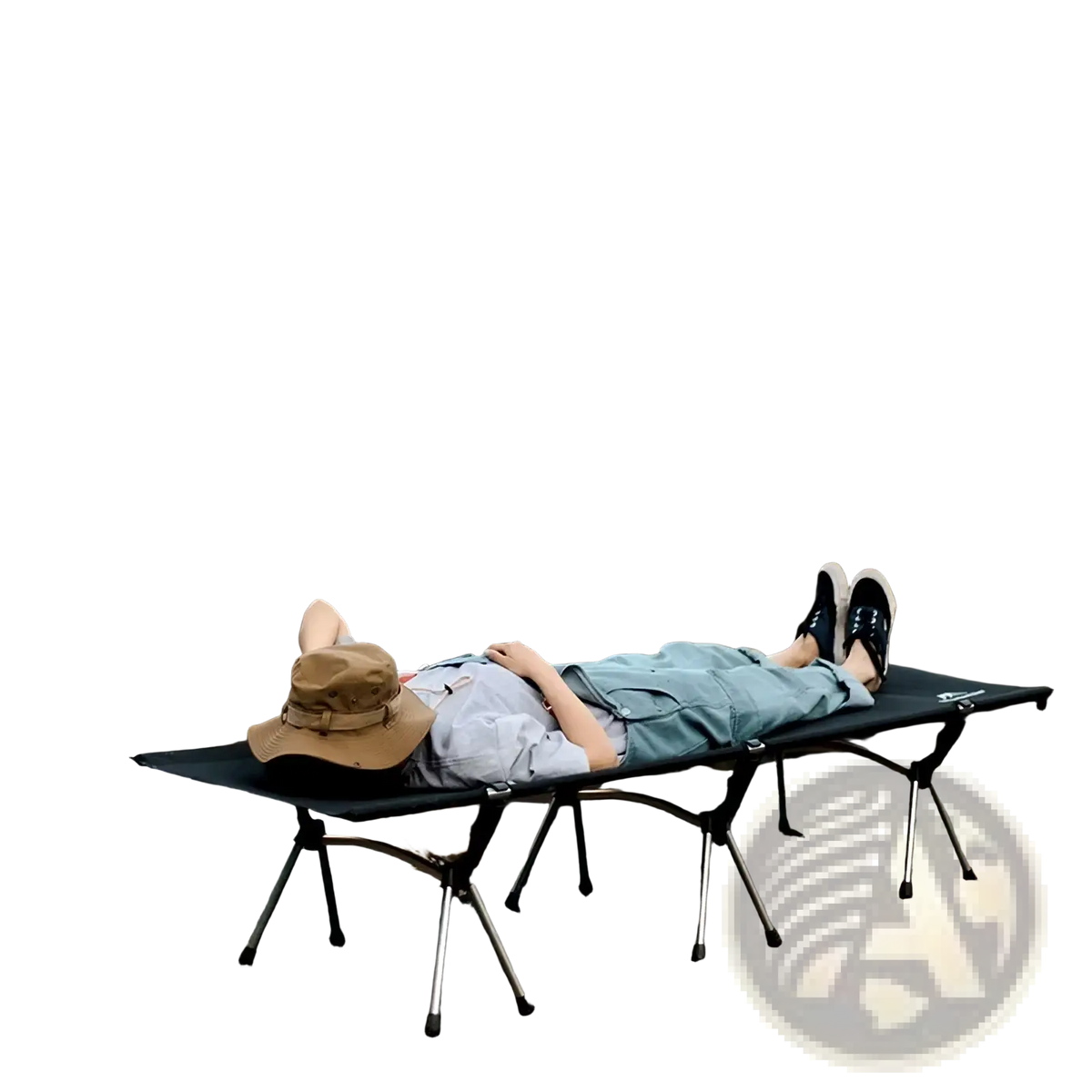 Mountainhiker foldable camping cot black with metal legs and padded surface for portable outdoor sleep bed