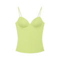 A light green satin camisole with thin straps and a structured bustier design in mujer sexy backless corset crop top style